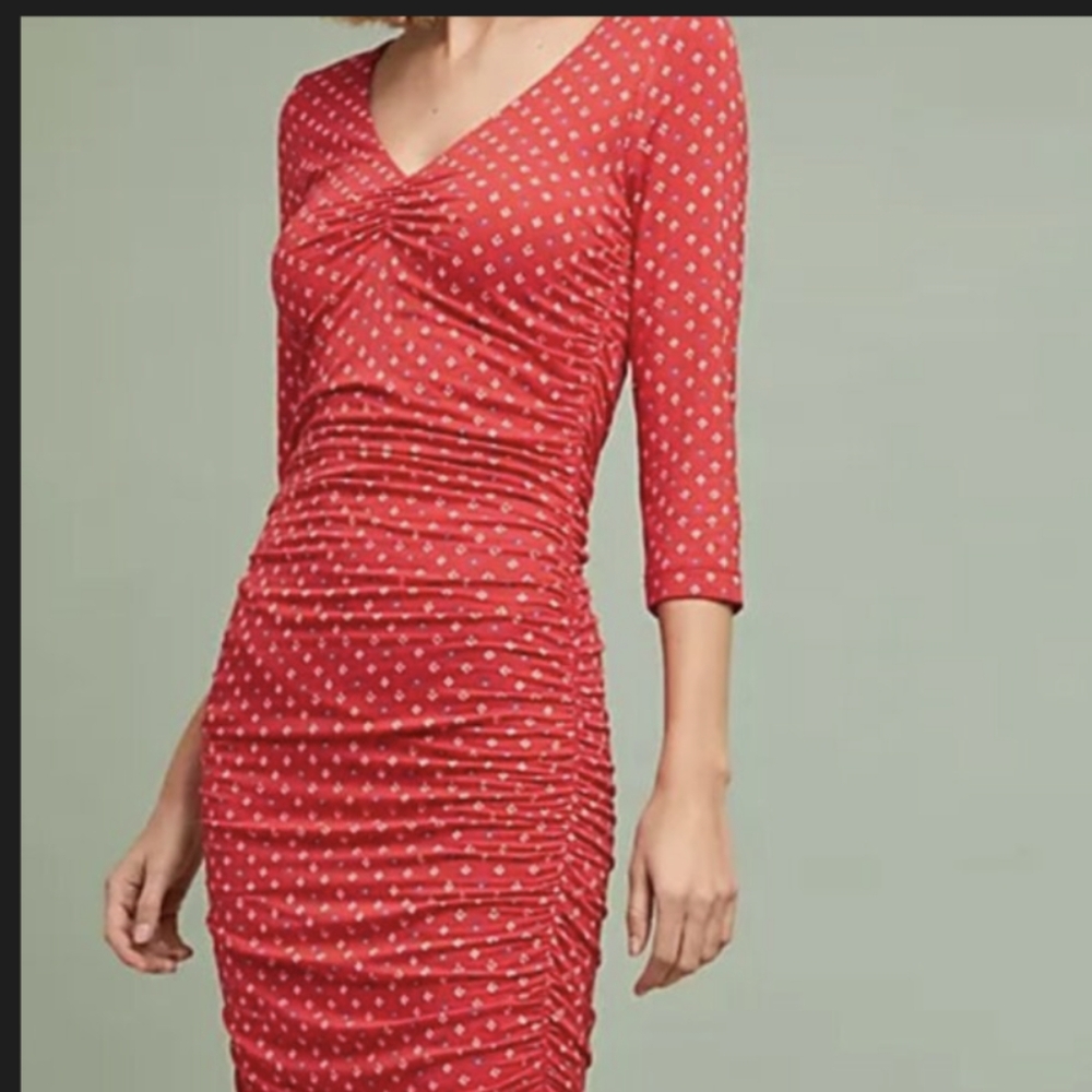 Red Anthropologie Mouilinette Souers midi dress